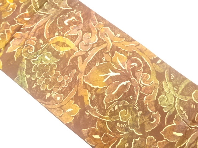 葡萄唐草模様織出し袋帯